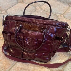 MZ Wallace Mayfair Bedford Burgundy Patent/Lacquer handbag
